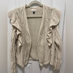 Universal Thread Cream Cardigan with Ruffle Accents